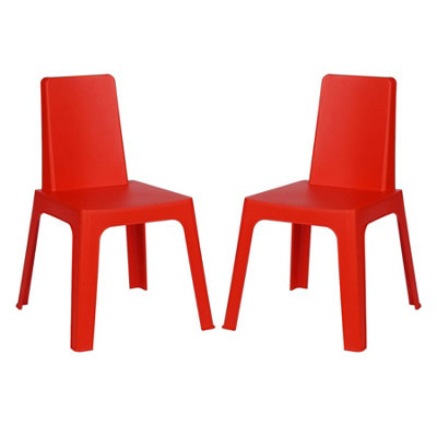 Resol - Julieta Children's Plastic Garden Play Chairs - 37.5cm - Red - Pack of 2