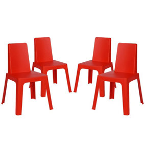 Resol - Julieta Children's Plastic Garden Play Chairs - 37.5cm - Red - Pack of 4