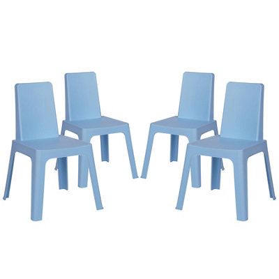 Resol - Julieta Children's Plastic Garden Play Chairs - 37.5cm - Sky Blue - Pack of 4