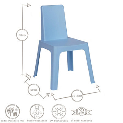 Resol - Julieta Children's Plastic Garden Play Chairs - 37.5cm - Sky Blue - Pack of 4