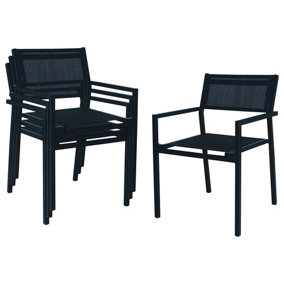 Resol - Mamba Metal Canvas Garden Dining Armchairs - 57cm - Black - Pack of 4