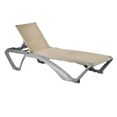 Resol - Marina 4 Position Canvas Sun Lounger - Grey/Natural