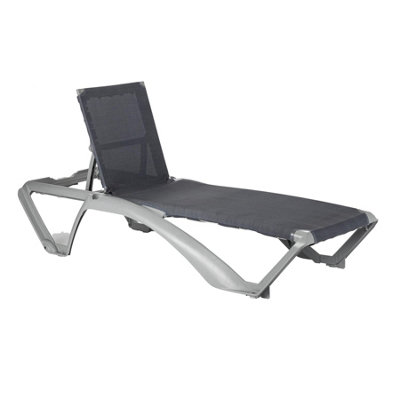 Resol - Marina 4 Position Canvas Sun Lounger - Silver/Denim