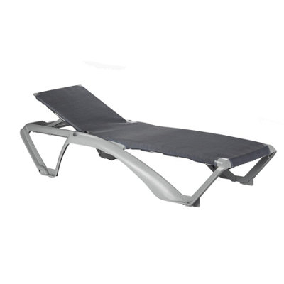Resol - Marina 4 Position Canvas Sun Lounger - Silver/Denim - 5