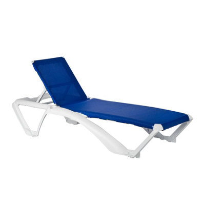 Resol - Marina 4 Position Canvas Sun Lounger - White/Blue