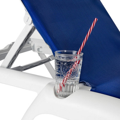 Resol - Marina 4 Position Canvas Sun Lounger - White/Blue - 6