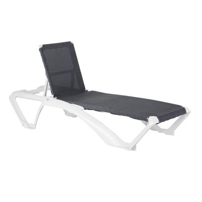 Resol - Marina 4 Position Canvas Sun Lounger - White/Denim