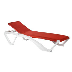 Resol - Marina 4 Position Canvas Sun Lounger - White/Red