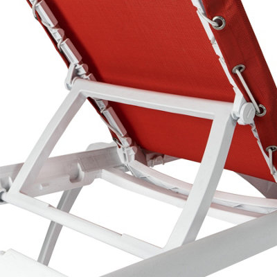 Resol - Marina 4 Position Canvas Sun Lounger - White/Red - 4