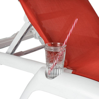 Resol - Marina 4 Position Canvas Sun Lounger - White/Red - 5