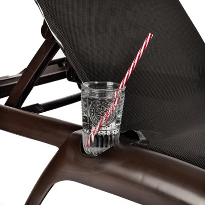 Resol - Marina 4 Position Canvas Sun Loungers - Chocolate/Chocolate - Pack of 2 - 6
