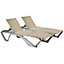 Resol - Marina 4 Position Canvas Sun Loungers - Grey/Natural - Pack of 2