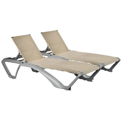 Resol - Marina 4 Position Canvas Sun Loungers - Grey/Natural - Pack of 2