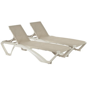 Resol - Marina 4 Position Canvas Sun Loungers - Natural/Natural - Pack of 2
