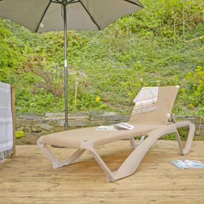 Resol - Marina 4 Position Canvas Sun Loungers - Natural/Natural - Pack of 2 - 5