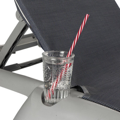 Resol - Marina 4 Position Canvas Sun Loungers - Silver/Denim - Pack of 2 - 7