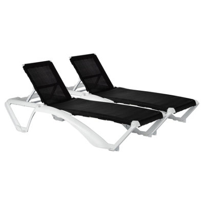 Resol Marina 4 Position Canvas Sun Loungers White Black Pack of 2 DIY at B Q