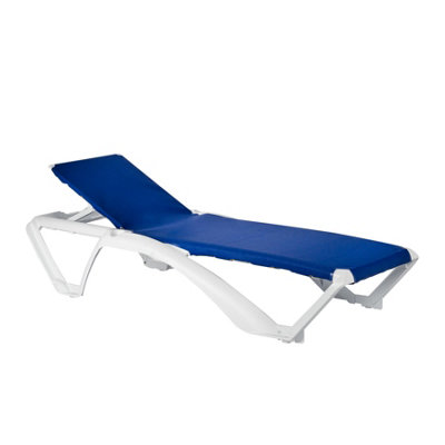 Resol - Marina 4 Position Canvas Sun Loungers - White/Blue - Pack of 2 - 5