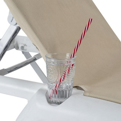 Resol - Marina 4 Position Canvas Sun Loungers - White/Natural - Pack of 2 - 6
