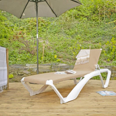 Resol - Marina 4 Position Canvas Sun Loungers - White/Natural - Pack of 2 - 7