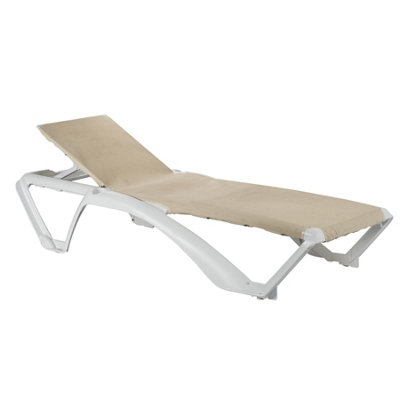 Resol - Marina 4 Position Canvas Sun Loungers - White/Natural - Pack of 2 - 4