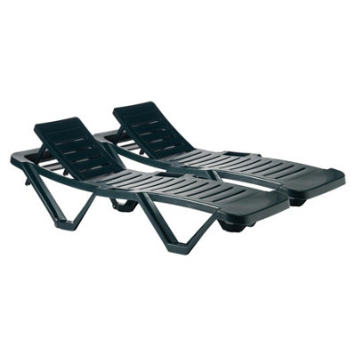 Resol - Master 5 Position Sun Loungers - Green - Pack of 2