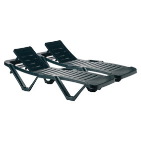 Resol - Master 5 Position Sun Loungers - Green - Pack of 2