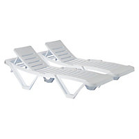 Resol - Master 5 Position Sun Loungers - White - Pack of 2
