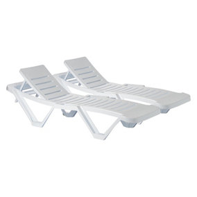 Resol Master 5 Position Sun Loungers - White - Pack of 2