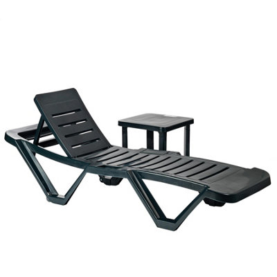 Resol - Master Sun Lounger & Side Table Set - Green