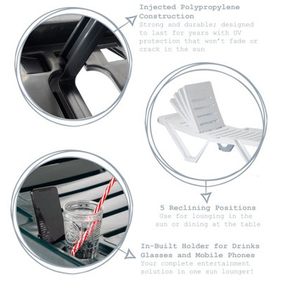 Resol - Master Sun Lounger & Side Table Set - White
