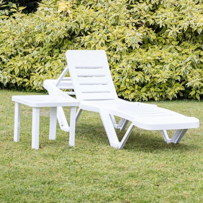 Resol Master Sun Lounger Side Table Set White DIY at B Q