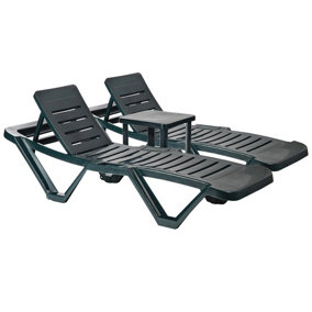 Resol - Master Sun Loungers & Side Table Set - Green - 3pc