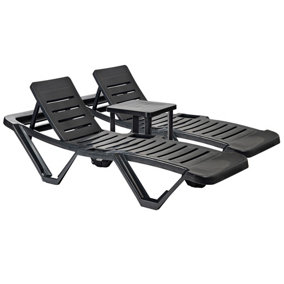 Resol - Master Sun Loungers & Side Table Set - Grey - 3pc