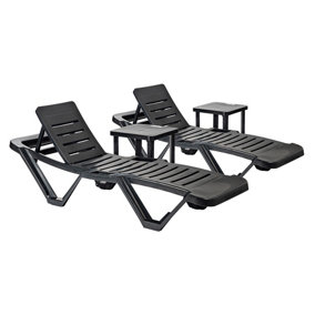Resol - Master Sun Loungers & Side Tables Set - Grey - 4pc