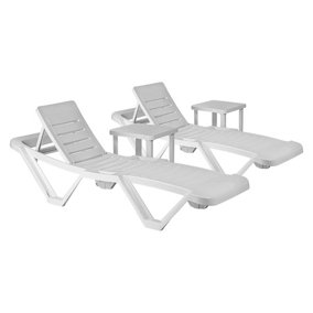 Resol - Master Sun Loungers & Side Tables Set - White - 4pc