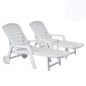 Resol - Palamos Sun Lounger & Side Table Set - White