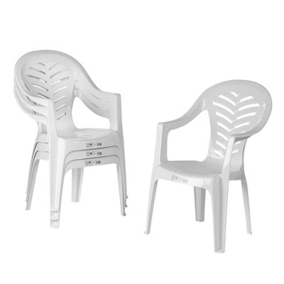 White Plastic Garden chairs Garden seating B Q