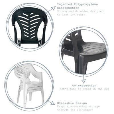Resol - Palma Garden Dining Chairs - White - Pack of 6