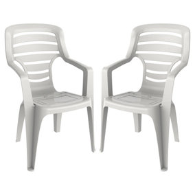 Resol - Pireo Plastic Garden Dining Armchairs - 55cm - White - Pack of 2
