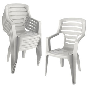 Resol - Pireo Plastic Garden Dining Armchairs - 55cm - White - Pack of 6