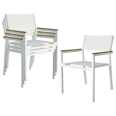 Resol - Shio Metal Canvas Garden Dining Armchairs - 57cm - White - Pack ...