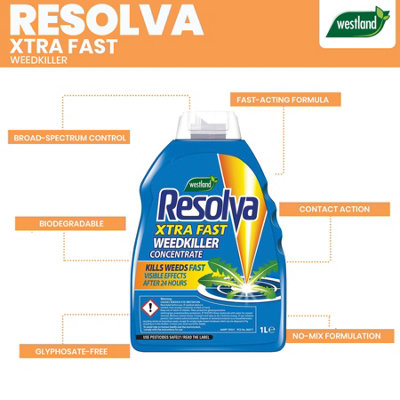 Resolva Xtra Fast Weedkiller 1L Concentrate Fast Acting Weed Control ...