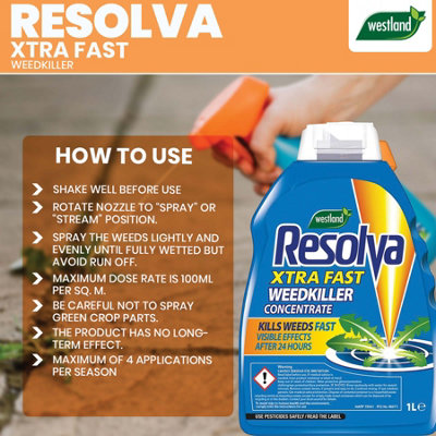 Resolva Xtra Fast Weedkiller 1L Concentrate Fast Acting Weed Control ...