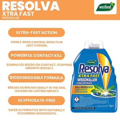 Resolva Xtra Fast Weedkiller 1L Concentrate Fast Acting Weed Control ...
