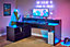 Rest Relax Alpha Gaming Desk in Black with RGB LED Lights L Shape