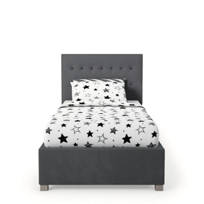 Rest Relax Amelia Solo Ottoman Bed Plush Velvet Steel Grey - Single 3ft