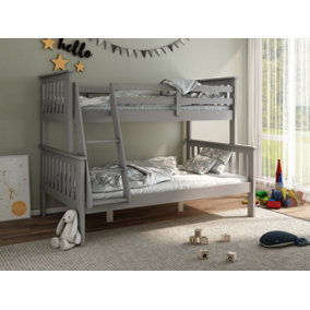 Rest Relax Carrie Grey Shaker Style Triple Sleeper Bunk Bed 4ft (Small Double)
