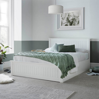 Rest Relax Devon White Panelled Wooden Ottoman Bed