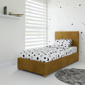 Rest Relax Emma Solo Ottoman Bed Plush Velvet Ochre - Single 3ft